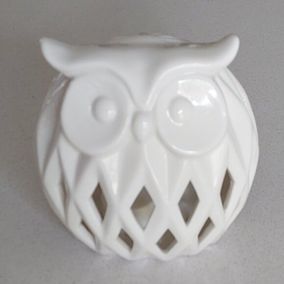 White Ceramic Owl Votive Candle Holder - Picture 1 of 10